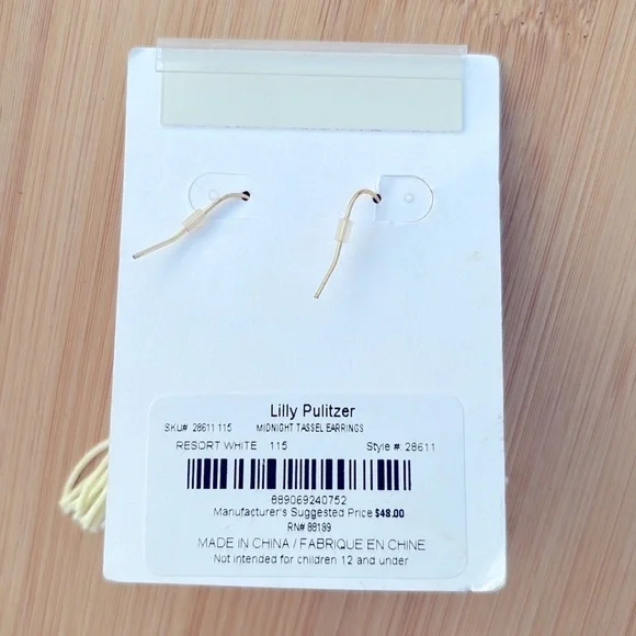 Brand New Lilly Pulitzer Resort White Tassel Earrings Gold Tone Rhinestone Drop - Picture 11 of 12